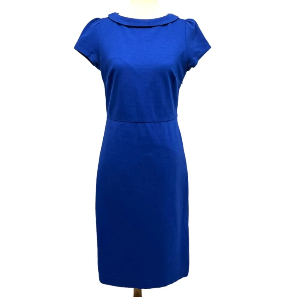 Boden Blue Collar Short Puff Sleeve MIDI Dress Tall